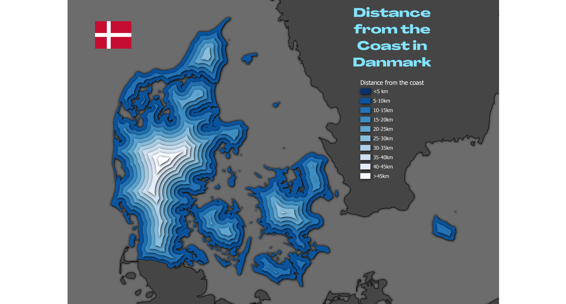 Distance from the Coast of Denmark